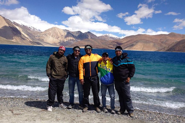 Satyajeet conducting a biking expedition in Ladakh in 2015